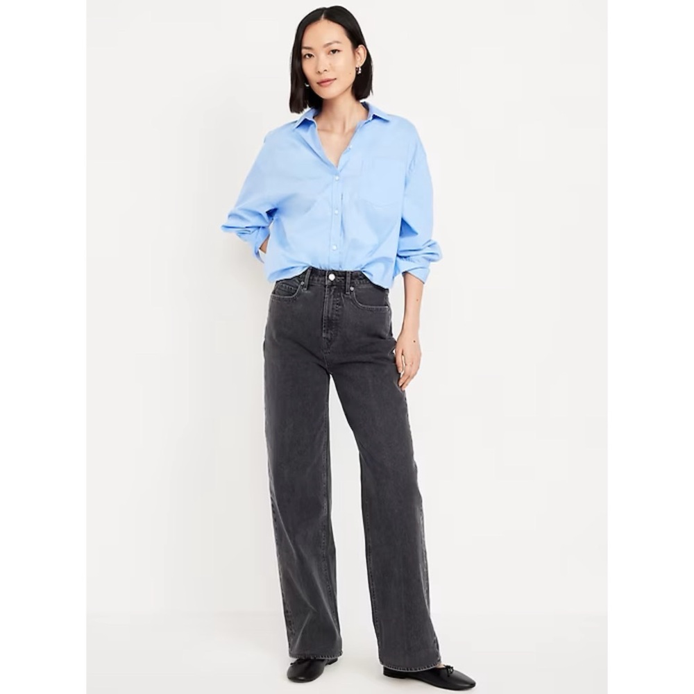 Old Navy Petite Extra High-Waisted Wide-Leg Jeans in Black
